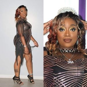 Women Sequins Tassels Mock Neck Party Club Pencil Dress